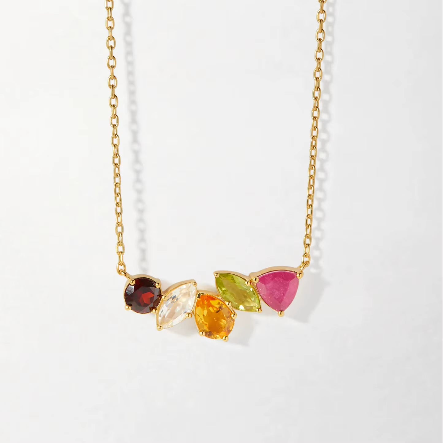 Unique Five Zirconias Necklace