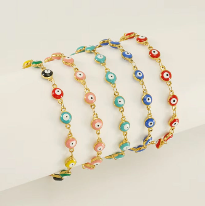 Evil Eye Bracelet 18k Gold-Plated - Blue