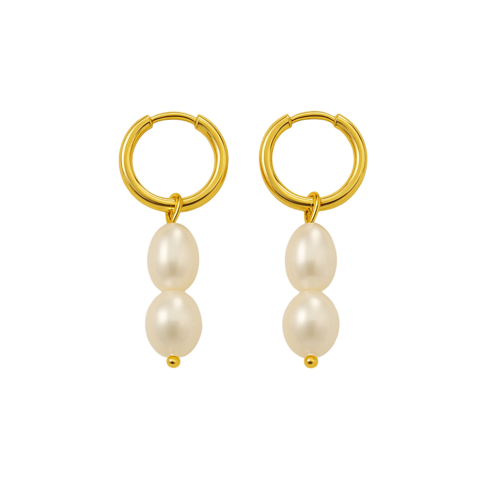 Hoop Pearl Drop Earrings