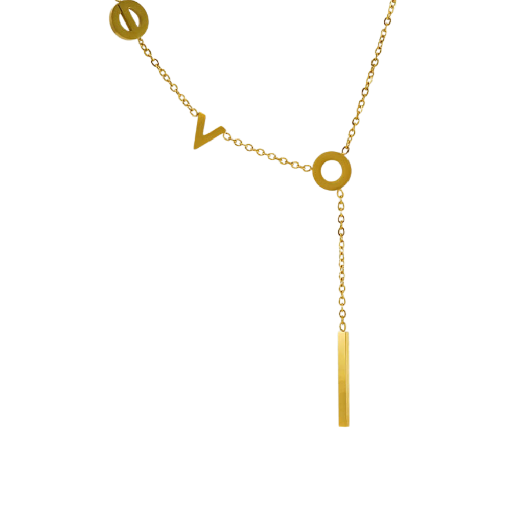 18K Gold-Plated Stainless Steel "LOVE" Asymmetric Pendant Necklace