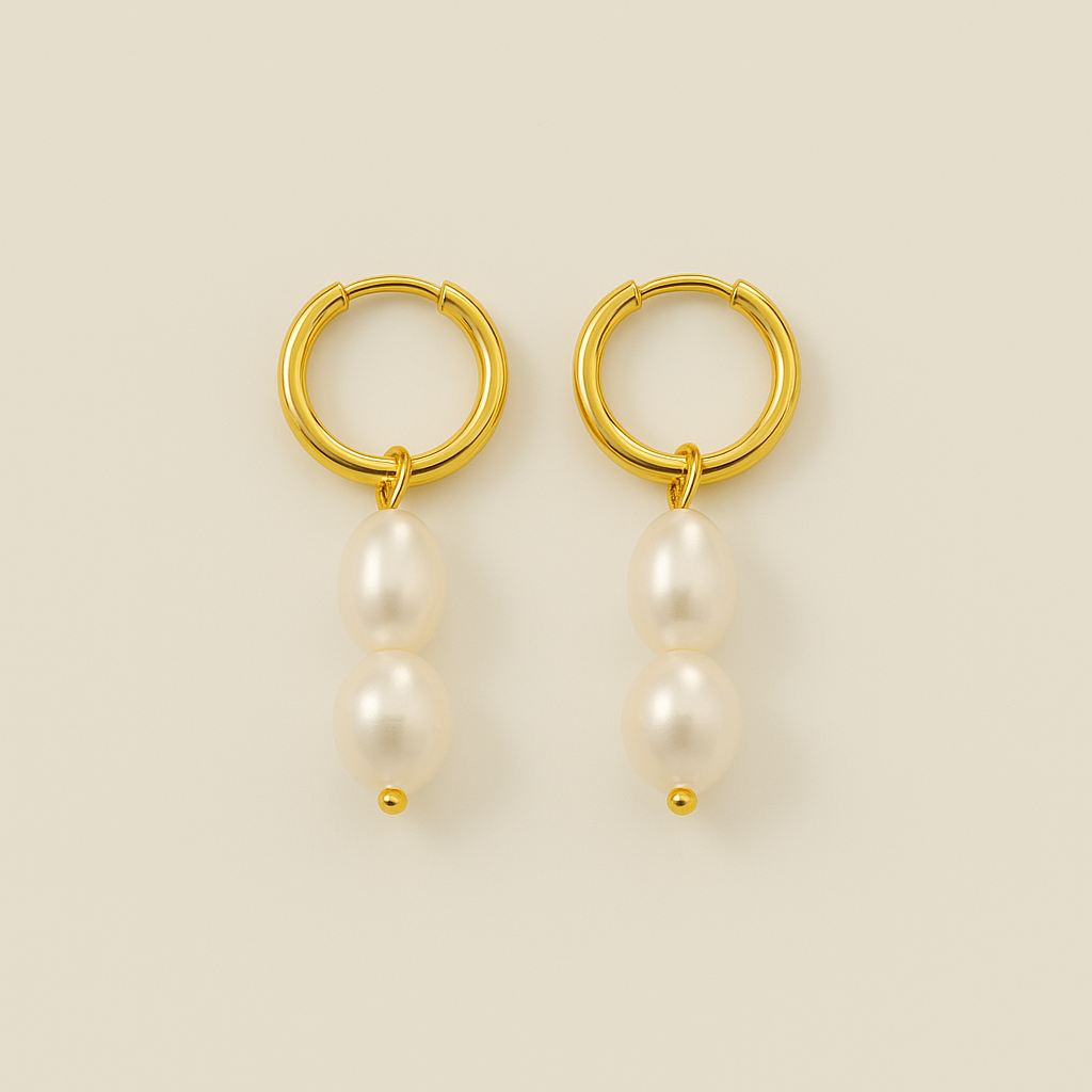 Hoop Pearl Drop Earrings
