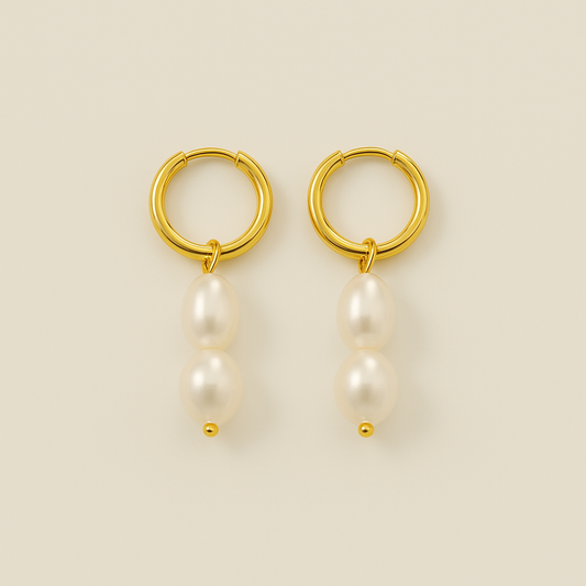 Hoop Pearl Drop Earrings