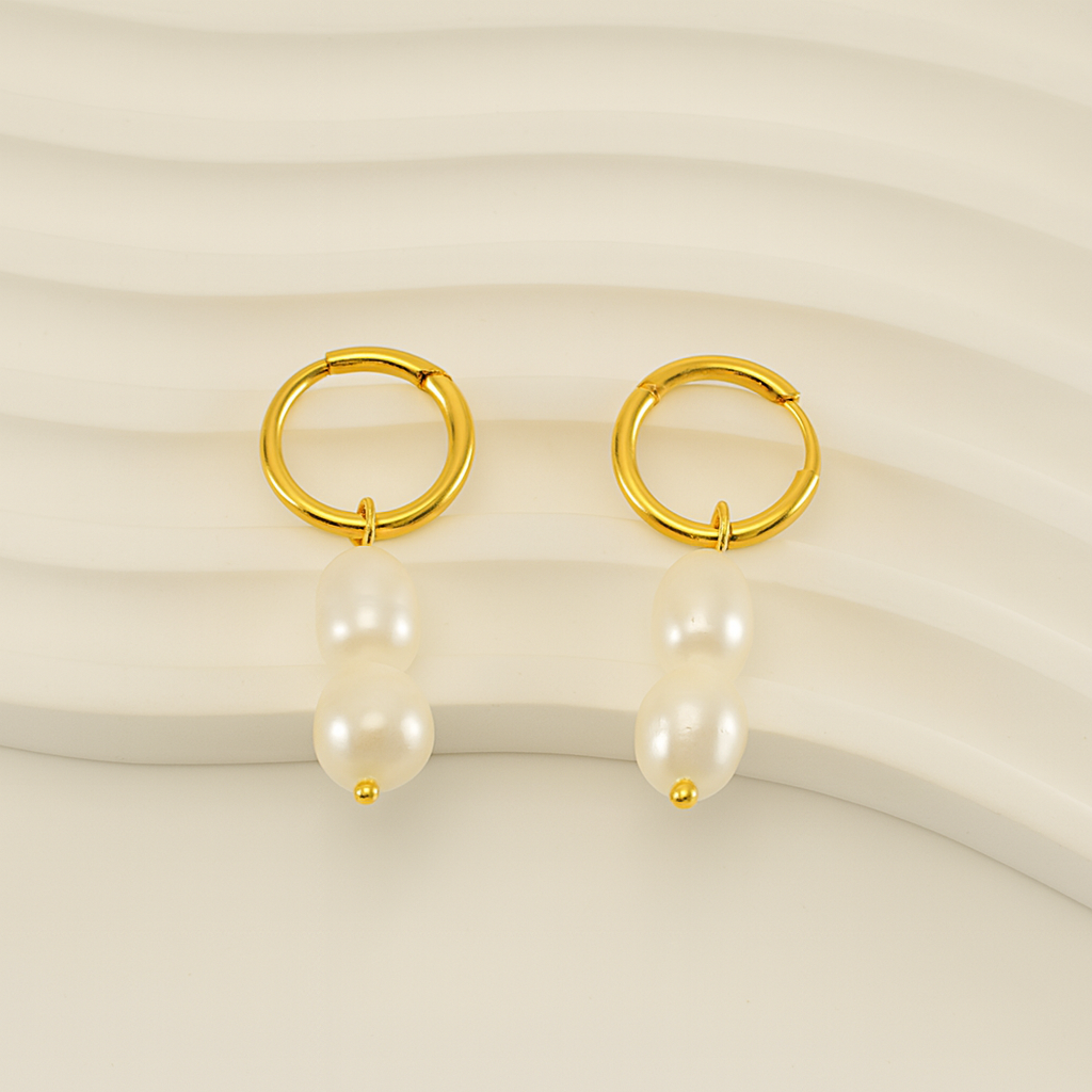 Hoop Pearl Drop Earrings