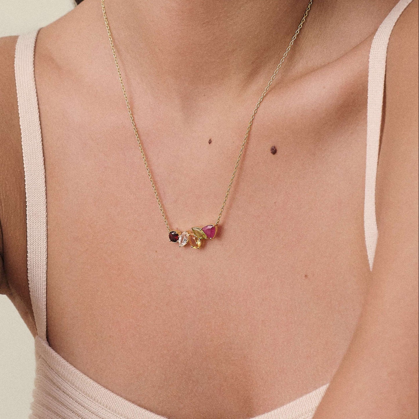 Unique Five Zirconias Necklace