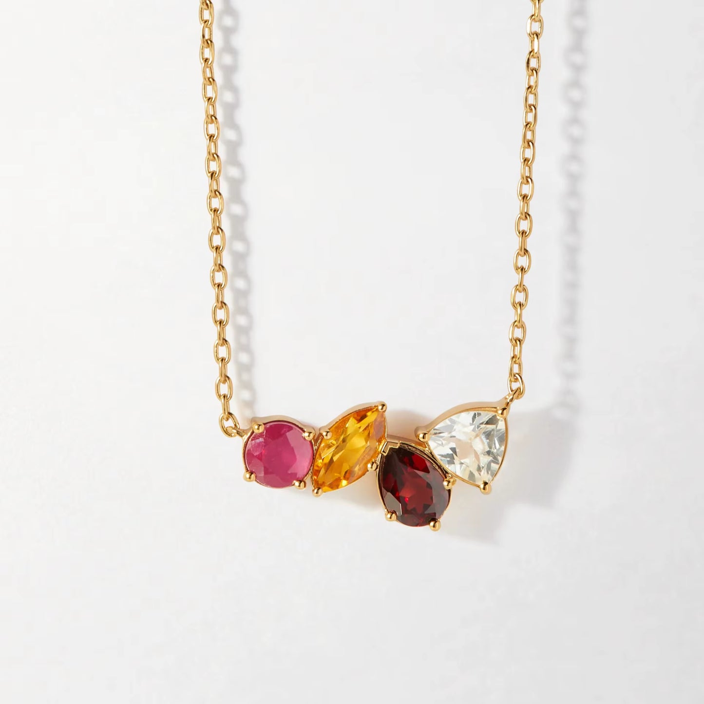 Warm-Toned Four Zirconias Necklace