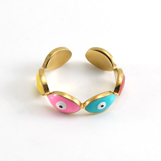 Evil Eye Ring in 18k Gold-Plated Stainless Steel