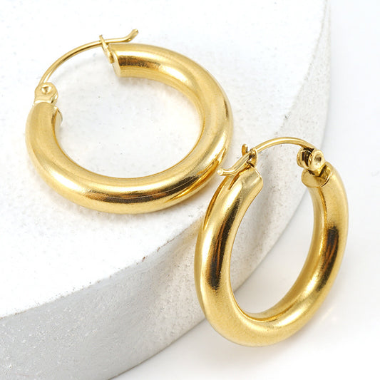 Chunky Hoop Earrings in 18k Gold-Plated Stainless Steel