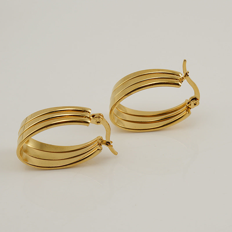 Unique Hoop Earrings in 18k Gold-Plated Stainless Steel