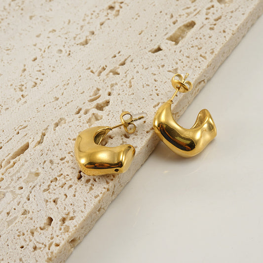 Unique Hoop Earrings in 18k Gold- or Silver-Plated Stainless Steel