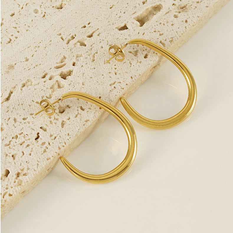 Unique Hoop Earrings in 18k Gold-Plated Stainless Steel