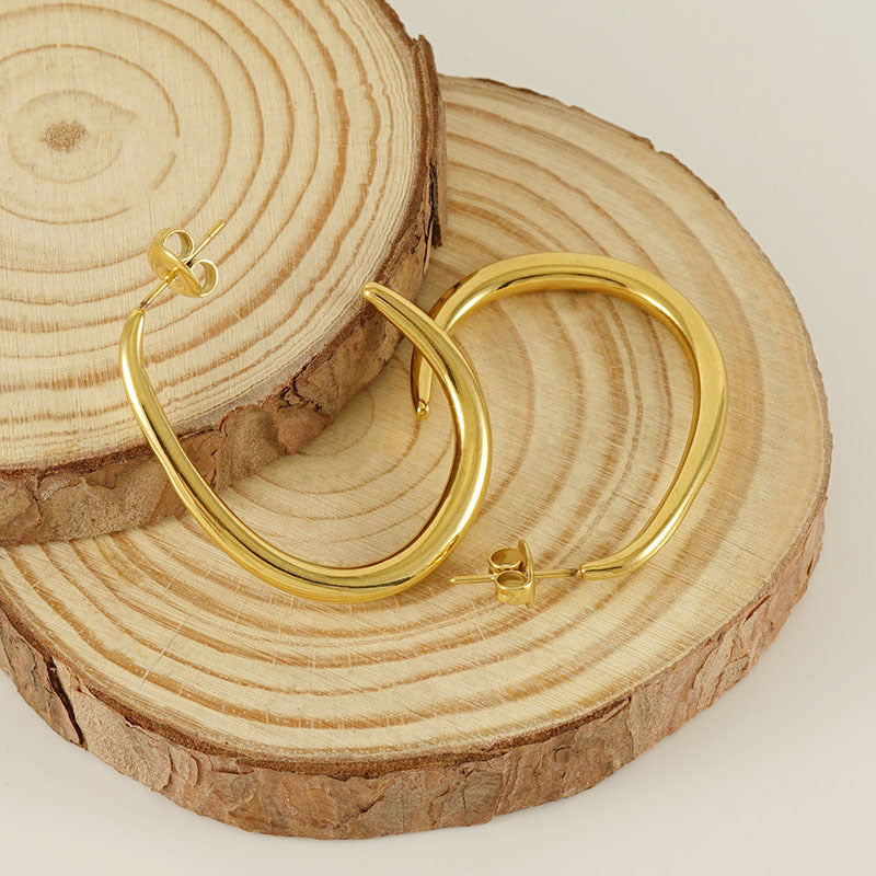 Unique Hoop Earrings in 18k Gold-Plated Stainless Steel