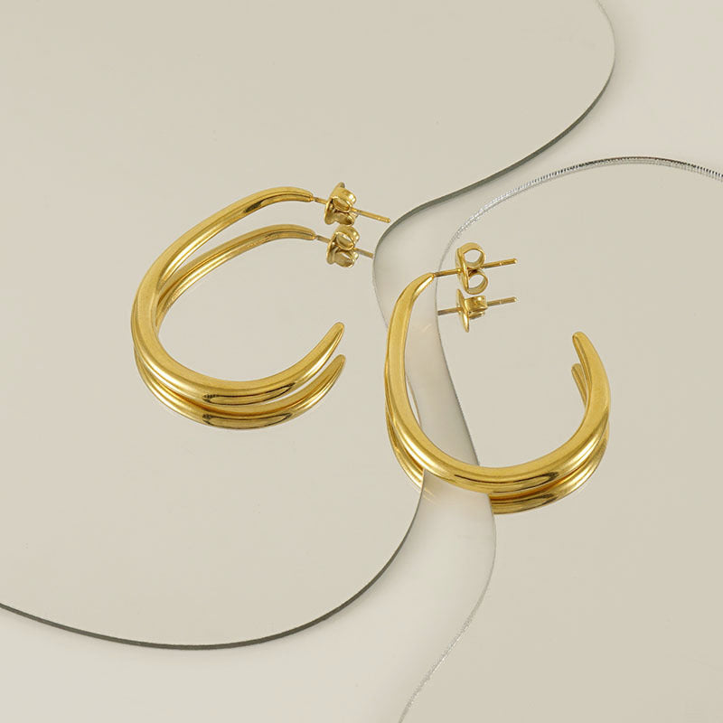 Unique Hoop Earrings in 18k Gold-Plated Stainless Steel