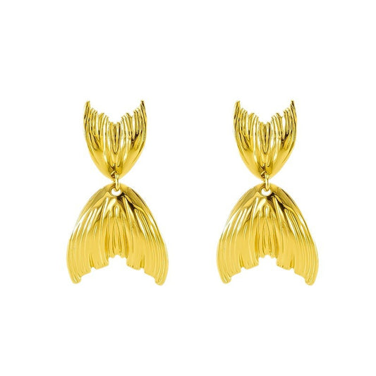 Elegant Ocean Tail-Inspired Earrings in 18k Gold-Plated Stainless Steel