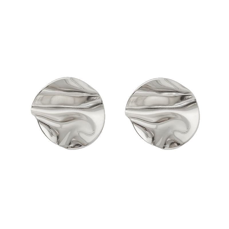 Circle-Inspired Wave Earrings in Silver Plated Stainless Steel