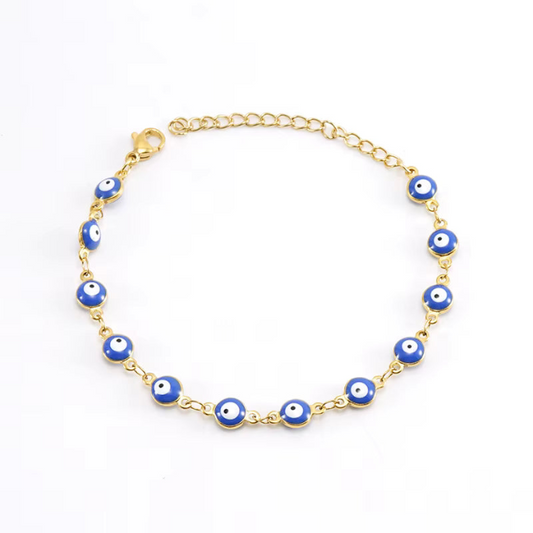 Evil Eye Bracelet in 18k Gold-Plated - Dark blue